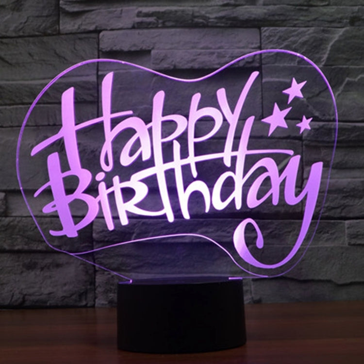 Happy Birthday neon heart desk lamp night light with purple glow and black base