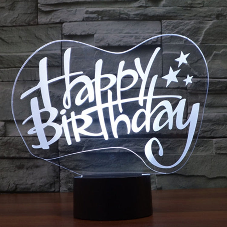 Happy Birthday neon heart desk lamp night light with white glow and black base