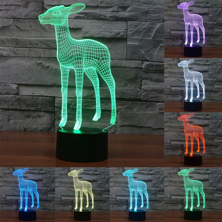 Deer-style 3D LED desk lamp with glowing green wireframe deer on black base