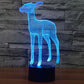 Deer-style 3D LED desk lamp with glowing blue wireframe deer on black base