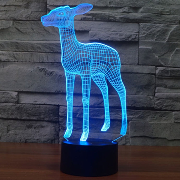 Deer-style 3D LED desk lamp with glowing blue wireframe deer on black base