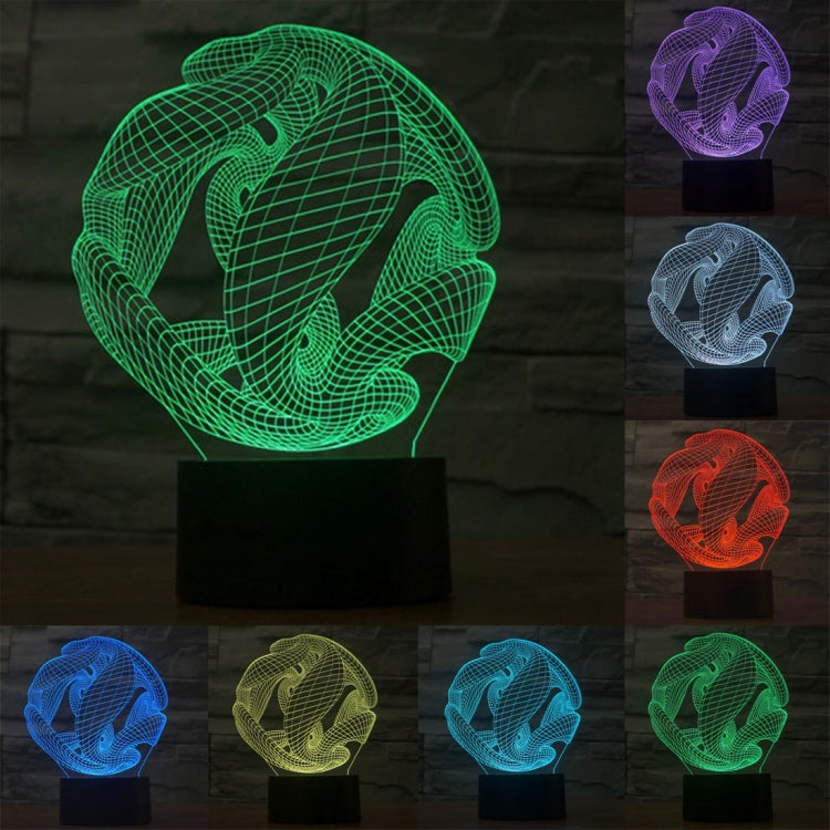 Abstract 3D wire desk lamp with multi-color glow on a black square base