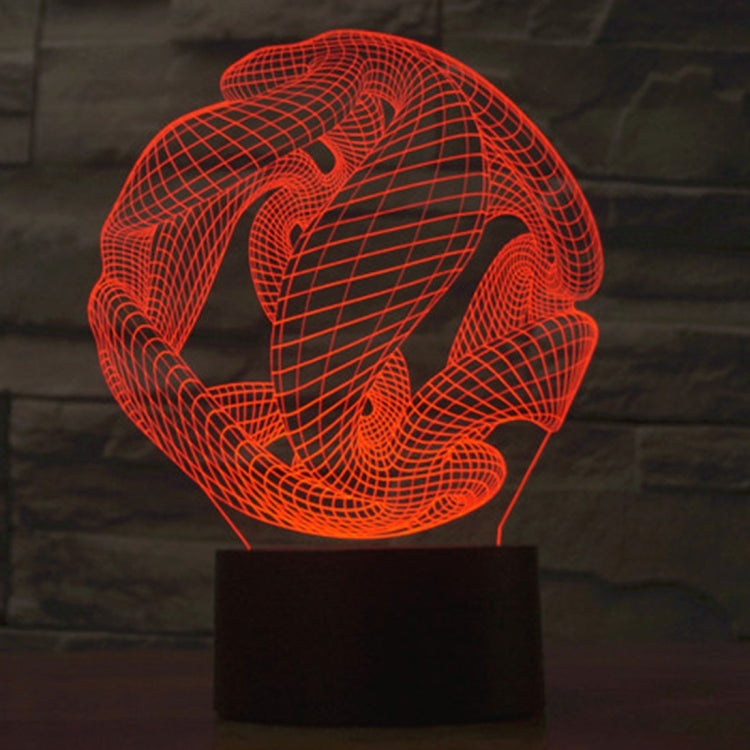 Abstract 3D wire desk lamp with red-orange glow on black base