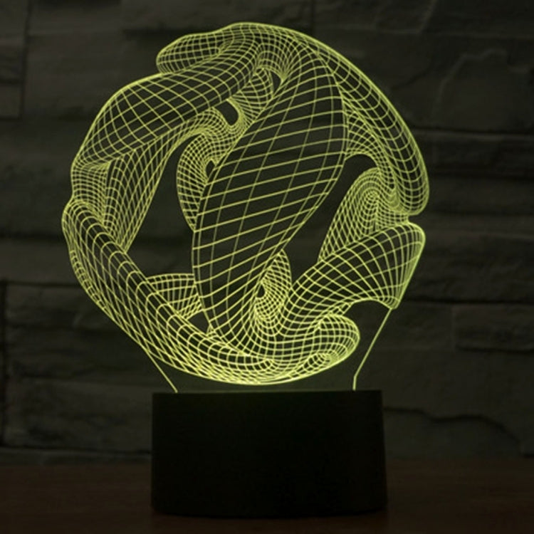Abstract 3D wire desk lamp with yellow-green glow on black base