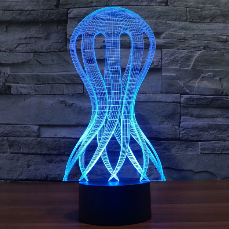 Glowing acrylic grid bulb desk lamp night light with blue light on black base