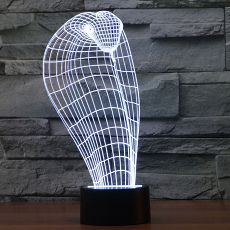 Cobra style wireframe desk lamp with white LED glow and black base