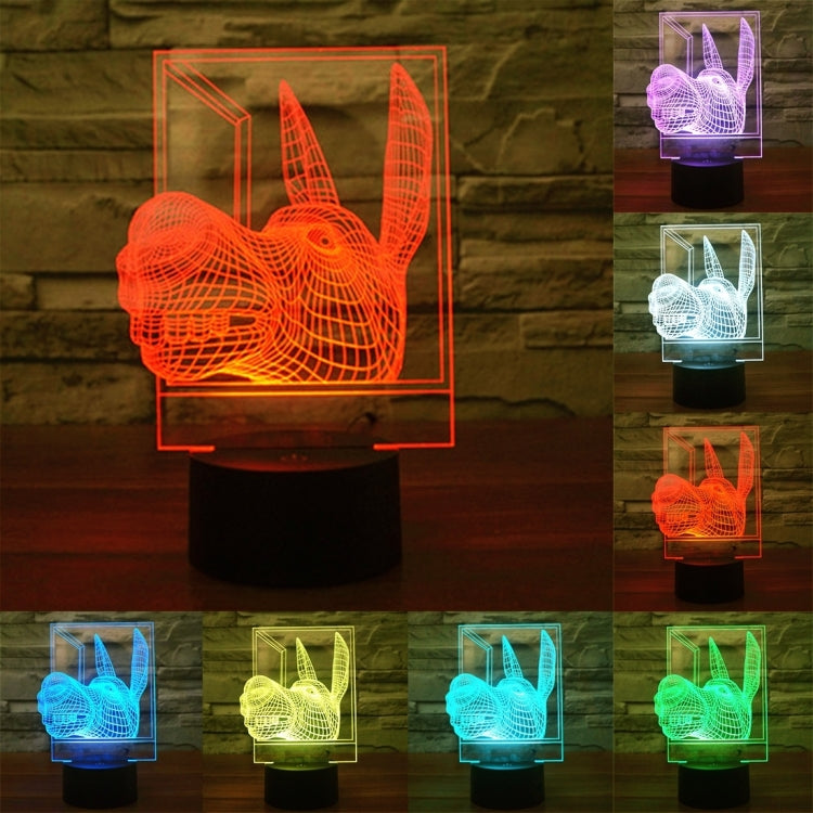 Donkey-shaped 3D LED night light lamp with glowing orange wireframe effect