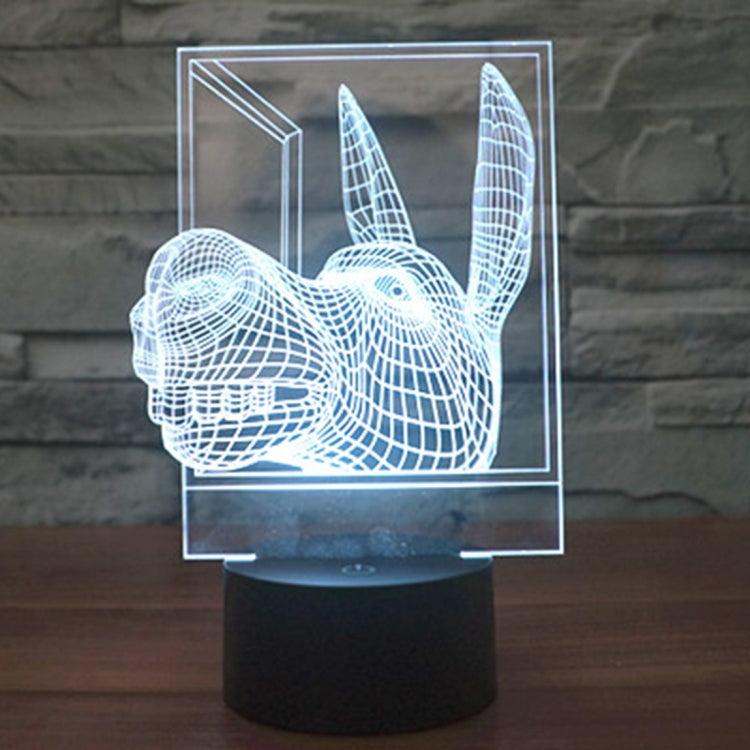 Donkey-shaped desk night light with white wireframe glow and square glass panel