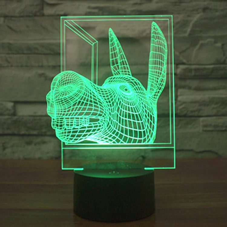 Donkey-shaped 3D LED night light lamp glowing green in square outline