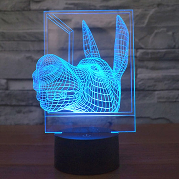 Donkey-shaped 3D LED night light lamp glowing blue in square outline