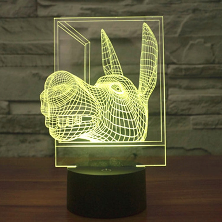 Donkey-shaped 3D LED night light lamp glowing yellow in square outline