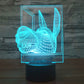 Donkey-shaped 3D LED night light lamp glowing cyan blue in square outline