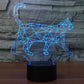 Walking cat shape LED desk night light with blue geometric glow, black base