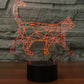 Geometric walking cat night light with orange glowing lines on a black base