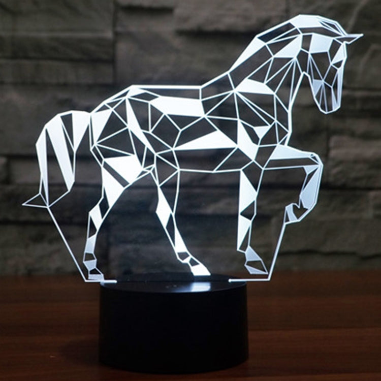 Horse-shaped desk lamp with white geometric glow and black base, night light