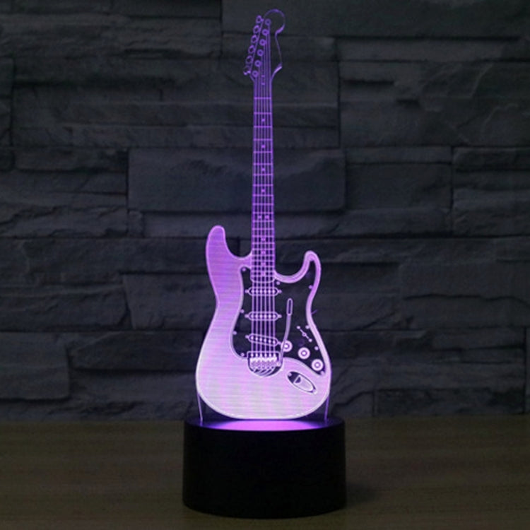 Electric guitar-shaped 7-color LED desk lamp with purple light glow
