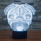 Dog-shaped desk night light with white-blue glowing lines and black base