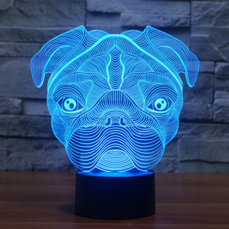 Dog-shaped LED night light lamp with blue glow and black base