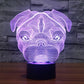 Dog-shaped LED night light lamp with purple glow and black base