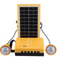 Portable solar power kit with solar panel, control box, and two LED bulbs