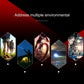 Black flashlight with collage of illuminated environment icons