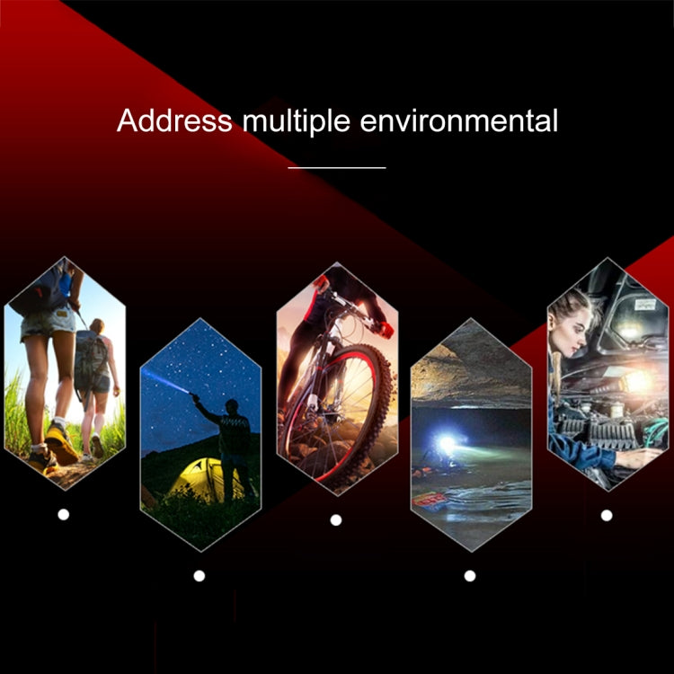 Black flashlight with collage of illuminated environment icons