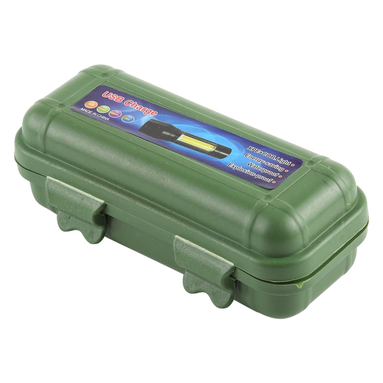 Green hard storage case for the USB rechargeable waterproof flashlight