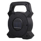 Black handheld camping lamp back with built-in solar panel grille