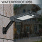 Waterproof IP65 solar wall light with LED panel and motion sensor, black housing