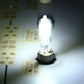 Lit glass LED bulb with clear cover, two pins, emitting bright white light