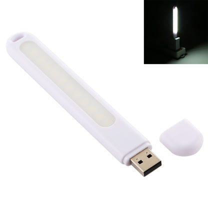 Portable white USB LED book light with small rectangular USB plug