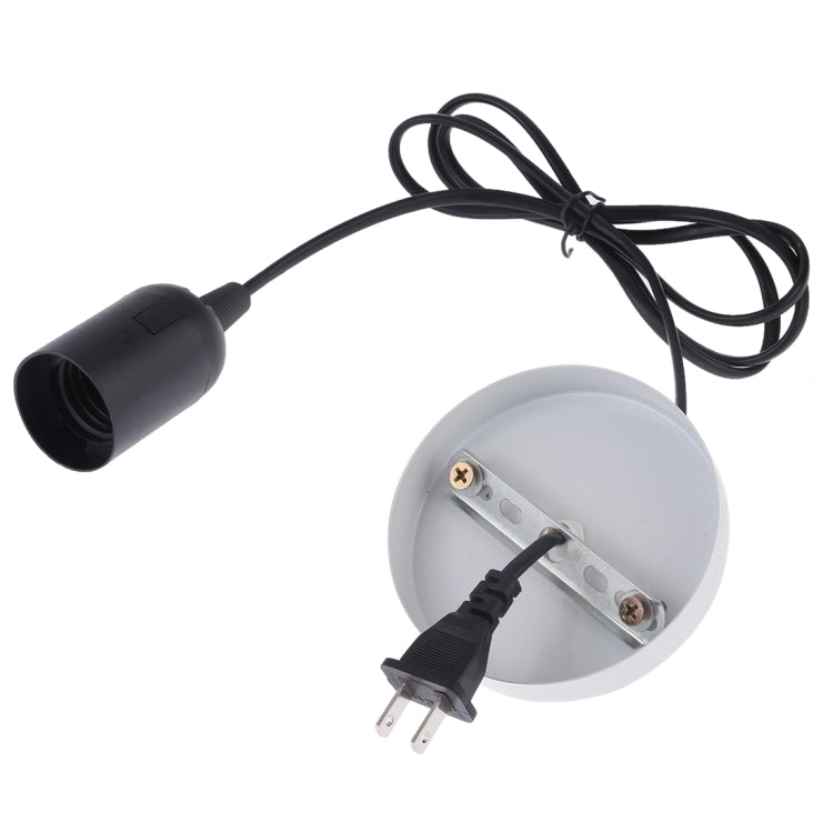 Round white base with E27 socket, black extension cord, and US plug