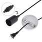 E27 lamp socket holder with mounting screws, black cord, and US plug