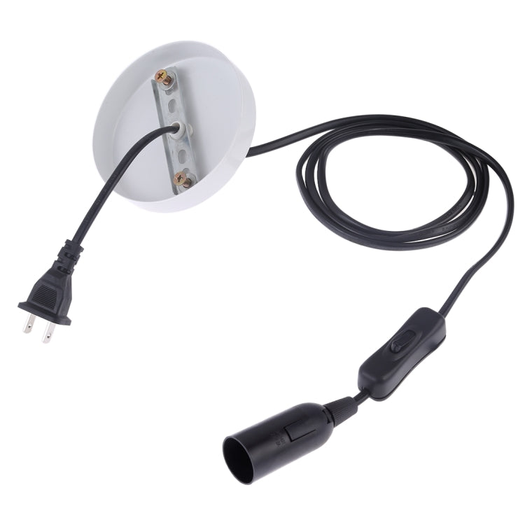 E14 lamp holder base with exposed screw terminals and black extension cord with US plug