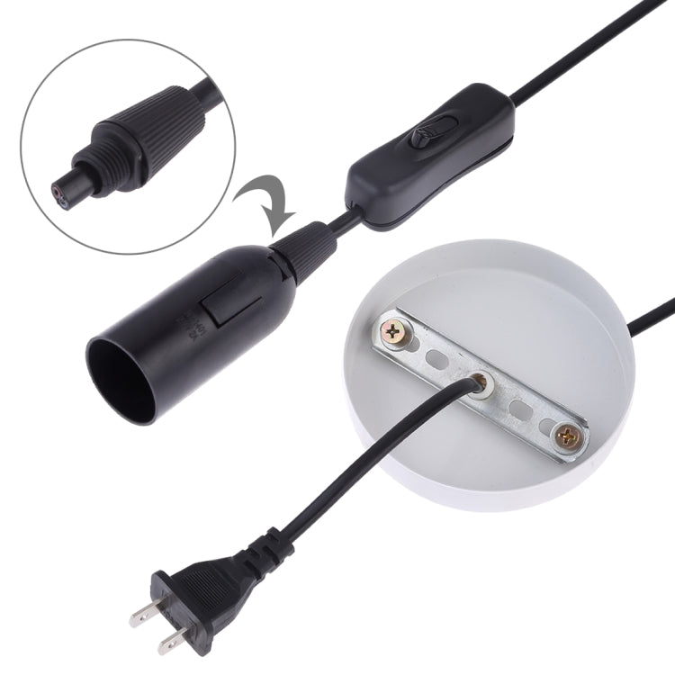 E14 lamp holder cord set with inline switch and black plug-in socket connections