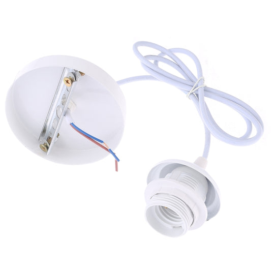 White E27 screw lamp socket with ceiling base and 1m cable, exposed wire leads