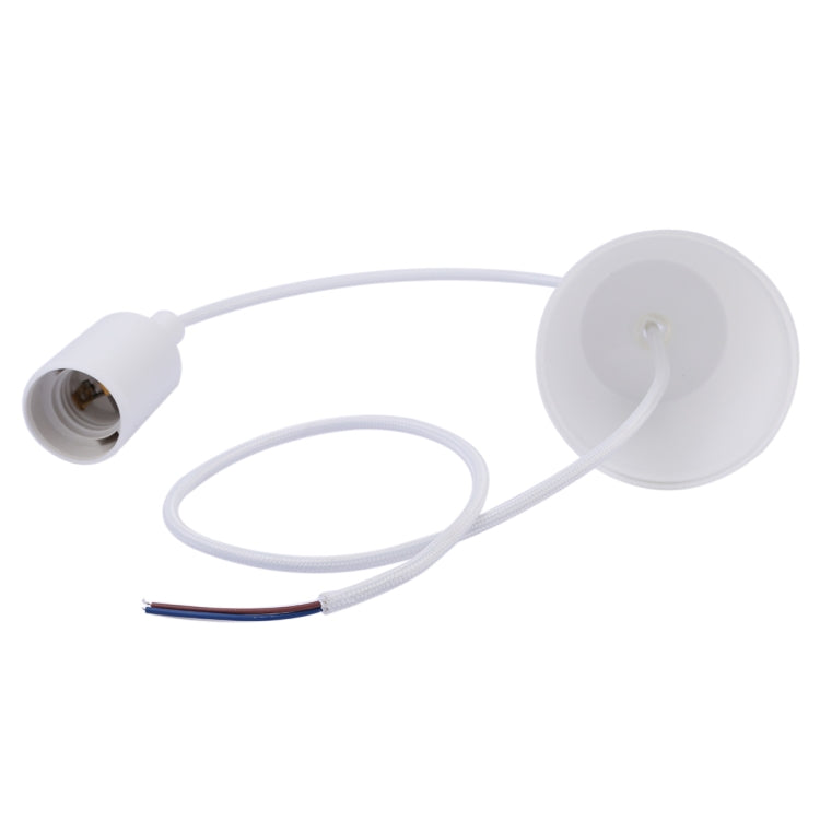 White E27 lamp holder kit with shade, socket, and insulated power cable