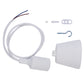 White E27 lamp holder kit parts: shade, socket, cable, mounting screw and bracket