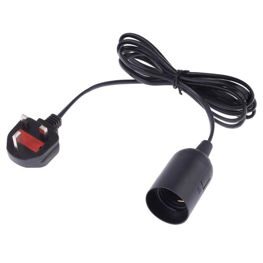 E27 lamp holder with black UK plug and black extension cable, wire socket canopy