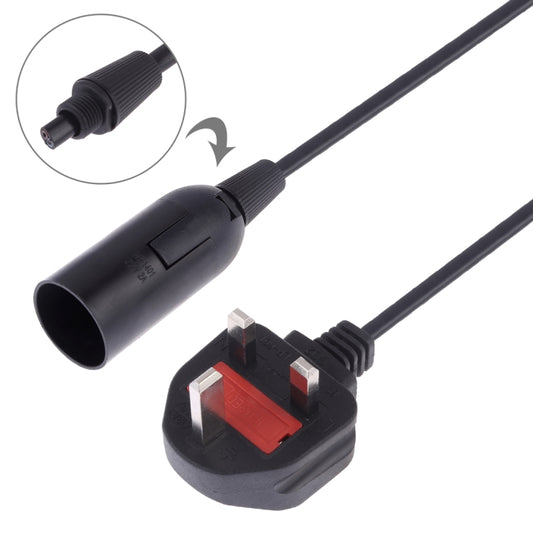E14 lamp holder cable with ribbed socket connector and UK plug detail