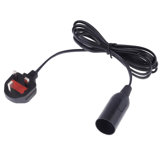 E14 lamp holder extension cable with black UK plug and cylindrical socket end