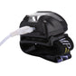 LED headlamp with side profile and white charging cable plugged in