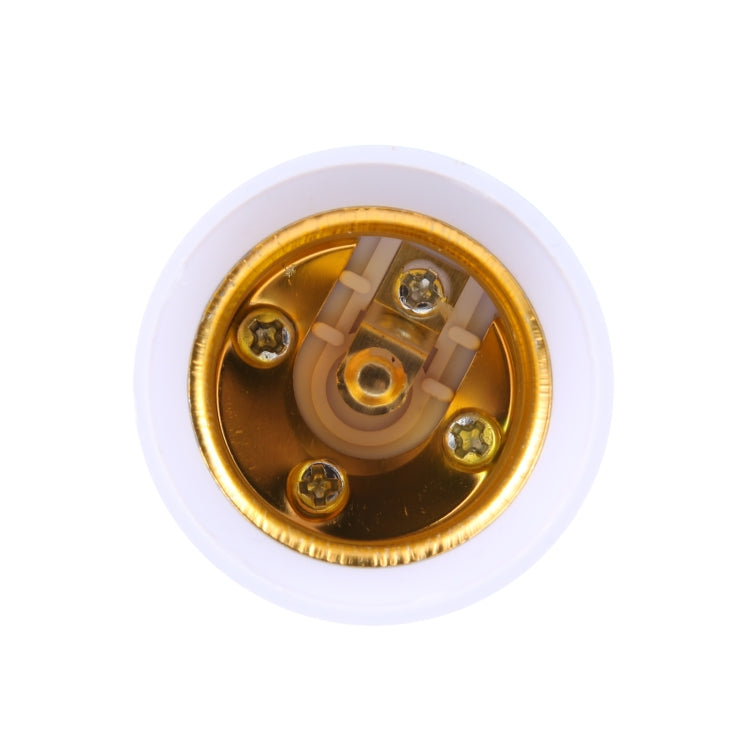 E27 screw base lamp socket with exposed metal contacts inside white holder