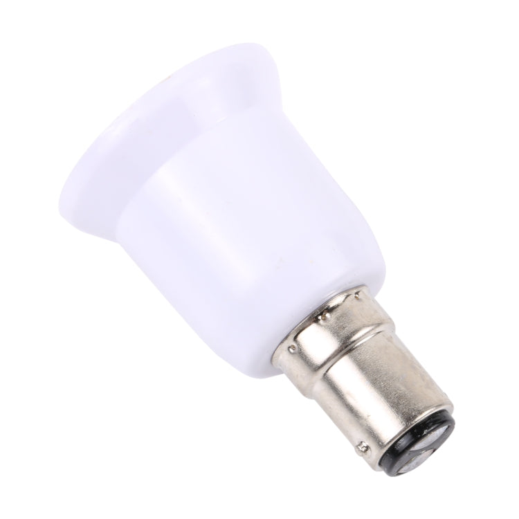 B15 to E27 bulb adapter converter, white collar on silver metal plug