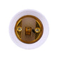 B15 to E27 bulb adapter converter, white socket showing gold inside contacts