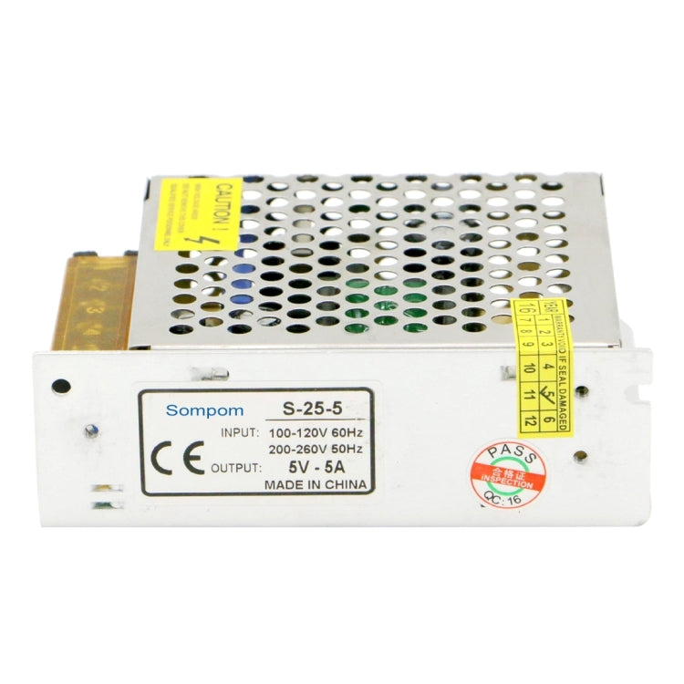 LED strip switching power supply showing input/output label and perforated grille