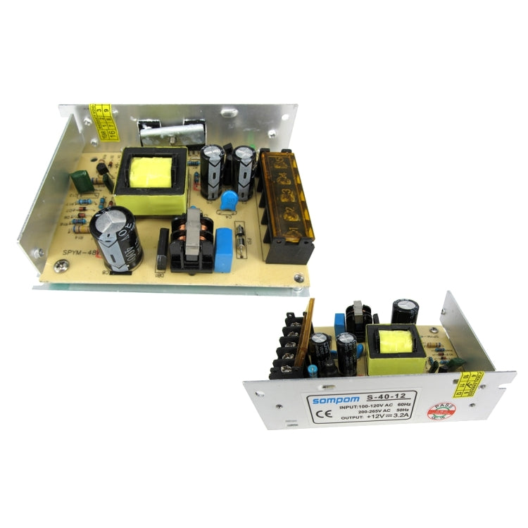 LED strip switching power supply PCB with components, capacitors, and test switch