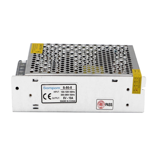 Metal power supply back panel with label, cooling vent grille, and mounting holes
