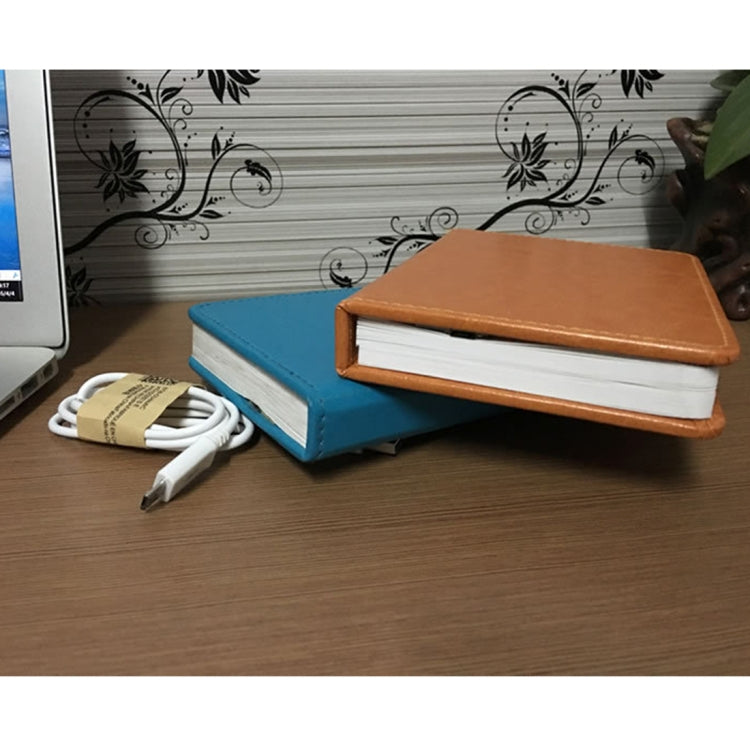 Blue and brown PU charging night light books with USB cable