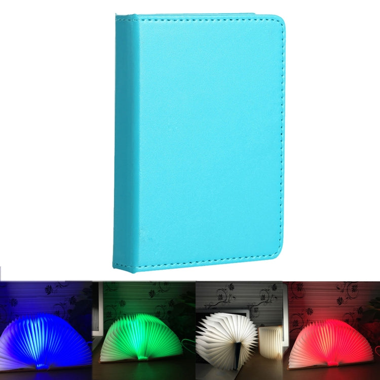 Blue PU case for foldable USB night light, stitched edges and front flap